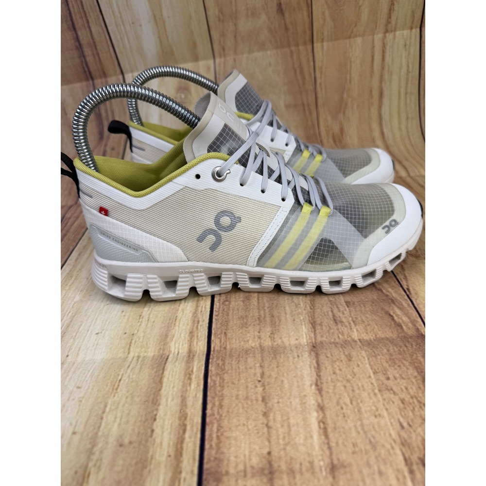 On Cloud X Running Shoes White Grey Lime Green Men's Sneakers